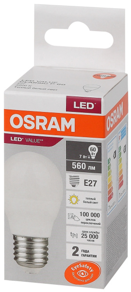 Купить Osram LVCLP60 7SW/830 230V E27 10X1 4058075579804