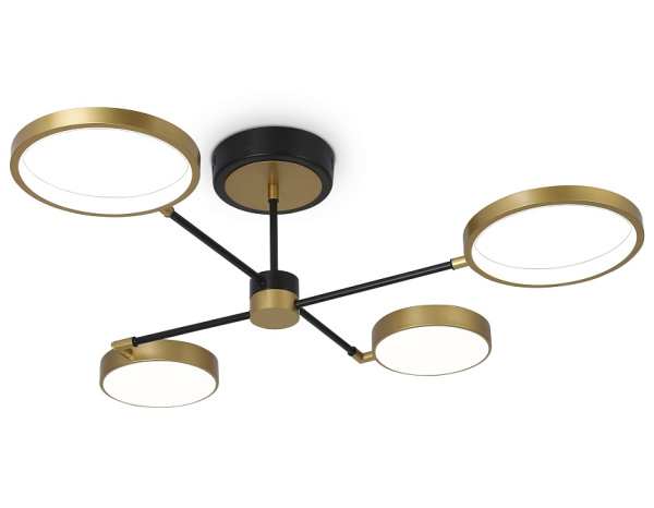Ambrella Светильник светодиодный потолочный с пультом FL5153/4 BK/GD золото 56W 3000K/4200K/6400K 742*742*222 (ПДУ ИК)