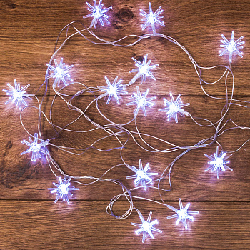 NEON-NIGHT Гирлянда светодиодная "Снежинки" 20 LED БЕЛЫЕ 2,8 метра 303-036