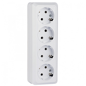 EKF PROxima Рим Розетка 4-местная 16А с заземлением белая