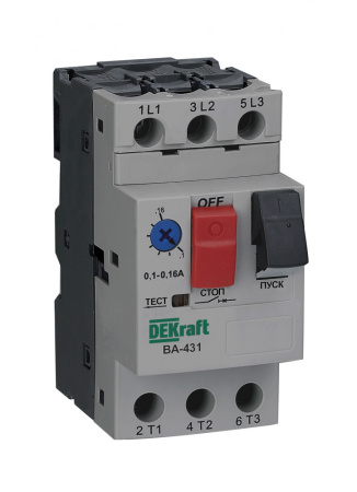 DEKraft Автоматический выключатель защиты двигателя 3P 0,63-1,0A 100кА ВА-431 21224DEK