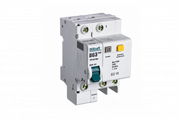 Dekraft Автоматический выключатель дифференциального тока АВДТ 1P+N 63А 100мА AC х-ка D ДИФ-101 4,5кА 15217DEK