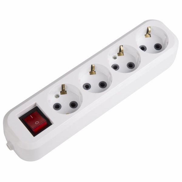 Колодка 4 гнезда с кнопкой c заземлением Rexant 11-8716