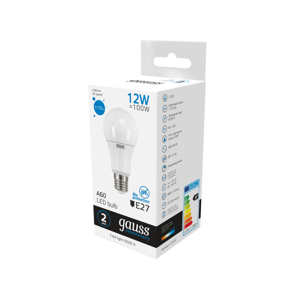 Купить Gauss Лампа Elementary A60 12W 1170lm 6500K E27 LED 23232