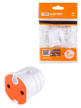 TDM Кабельная розетка б/з белая с красной вставкой 10А 250B белая SQ1806-0213