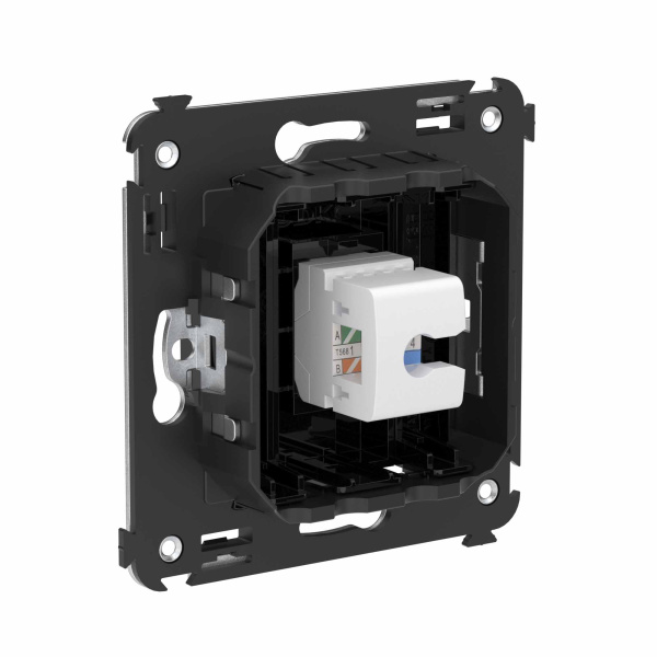 Купить DKC Телефонная розетка RJ-12 без шторки в стену одинарная, "Avanti", "Черный квадрат"