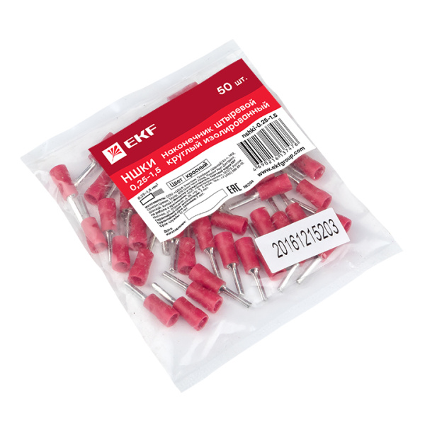 Купить EKF PROxima Наконечник штыревой круглый изолированный НШКИ 0.25-1.5 (уп 50шт)