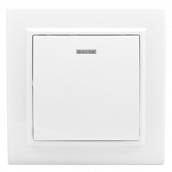 EKF Basic Минск Белый Выключатель 1-кл с индикатором, 10А, СП