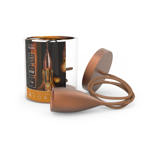 Купить Gauss Светильник подвесной PL033 медный E27, 1 м, 1/40