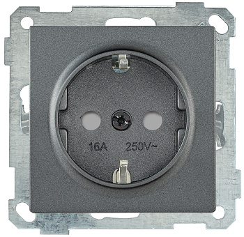 IEK РС14-1-0-Б Розетка с з/к с з/ш 16А BOLERO антрацит ERB14-K95-16