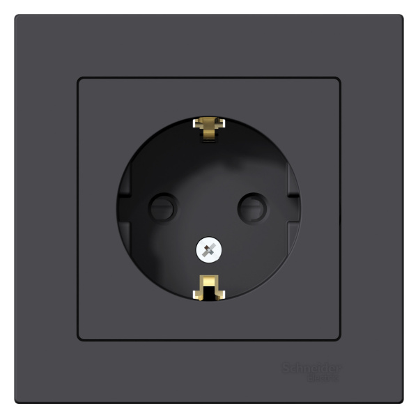 Купить Systeme Electric AtlasDesign Карбон Розетка с/з со шторками, 16А, в сборе