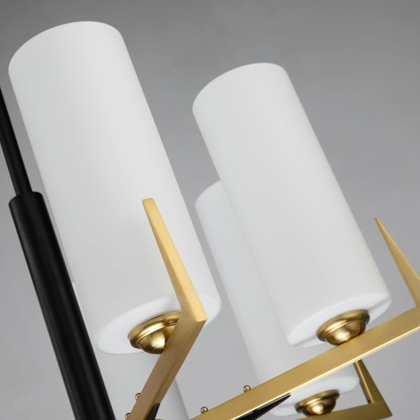 Купить Favourite 2623-7P подвесная люстра Каркас цвета латунь с элементами черного цвета, плафоны из белого матового стекла