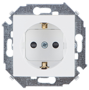 Simon 15 Белая Розетка с/з, со шторками, 16А, 250В, винтовой зажим 1591443-030