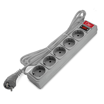 СОЮЗ Сетевой фильтр ПВС 3*0,75 3м серый премиум упаковка 1329.