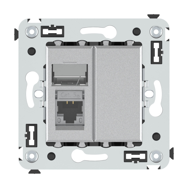 Купить DKC Компьютерная розетка RJ-45 в стену, кат.5e одинарная экранированная, "Avanti","Закаленная сталь"