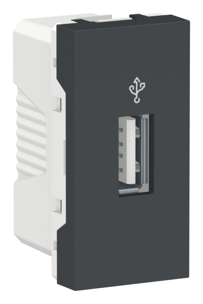 Купить SE Unica Modular Антрацит Розетка USB, 1 модуль NU342954
