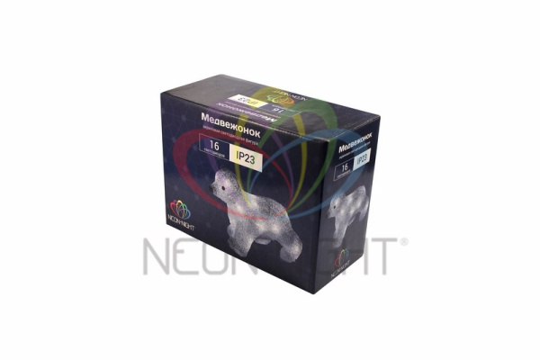 Купить NEON-NIGHT Акриловая светодиодная фигура "Медвежонок" 24х11х18 см, 4,5 В, 3 батарейки AA (не входят в комплект), 16 светодиодов, 513-312