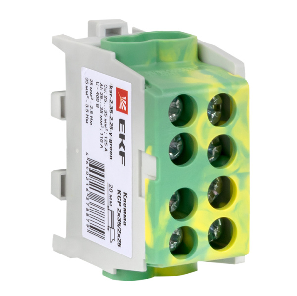 EKF PROxima Клемма распределительная КСР с двойным винтом 2x35/2x25 желто-зеленая
