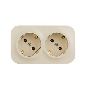 Legrand Quteo IP 20 Слоновая кость Розеточный блок с предварительным подключением 2 x 2К+З без шторок - 16 A - 250 В~ 782263