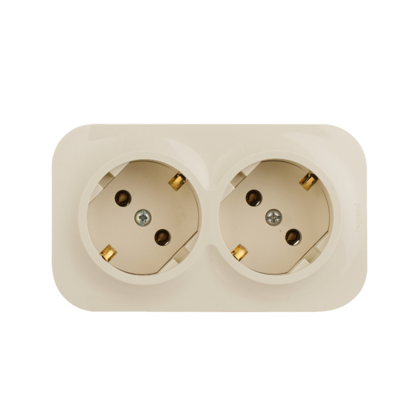 Legrand Quteo IP 20 Слоновая кость Розеточный блок с предварительным подключением 2 x 2К+З без шторок - 16 A - 250 В~ 782263