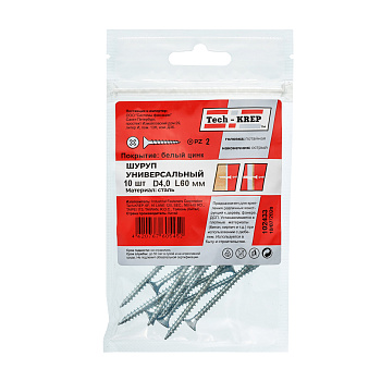 Tech-Krep Саморез ШУц 4,0х60 пот. гол. (10 шт) - пакет 102433