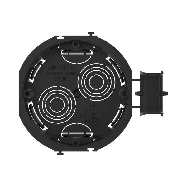 Купить DKC Подрозеточная коробка для сплошных стен, черная, под 2 модуля, без винтов