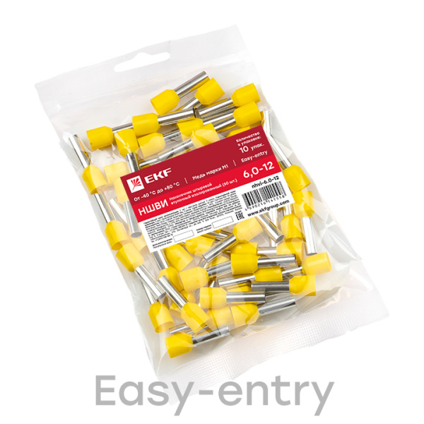 Купить EKF PROxima Наконечник штыревой втулочный изолированный НШвИ 6,0-12 (50шт.)