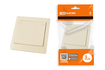 TDM Розетка 2П+З с защ. шт. и крышкой 16А 250В IP44 сл. кость "Ильмень" SQ1823-0117