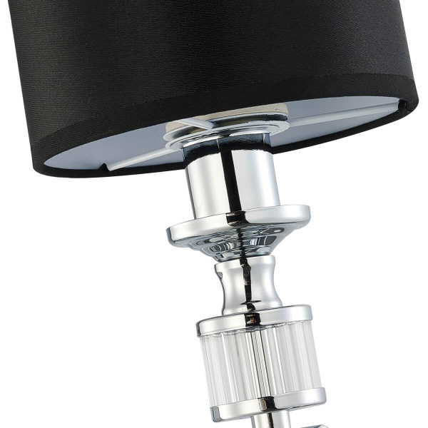 Купить Favourite 2674-1W настенный светильник Каркас цвета хром, плафон из серой ткани, декоративные элементы из прозрачного стекла, управление с помощью дим