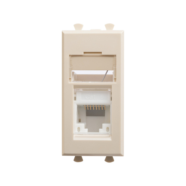 DKC Компьютерная розетка RJ-45 модульная, кат.6, "Avanti", "Ванильная дымка", 1 модуль