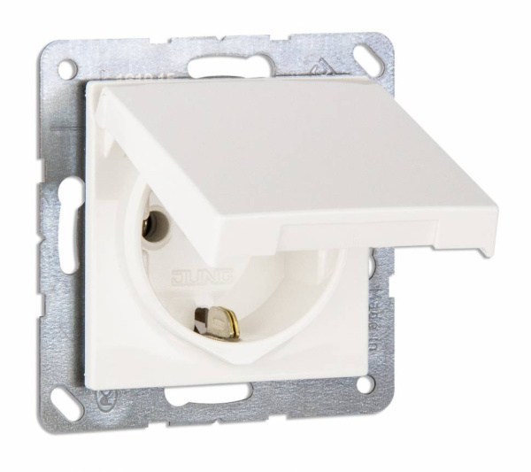 JUNG EcoProfi Белый Розетка с/з с крышкой, автозажим EP1420KLWW