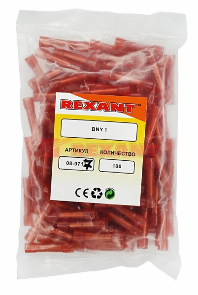 Купить СОЕДИНИТЕЛЬНАЯ ГИЛЬЗА изолированная L-27.3мм нейлон 0.5-1.5мм² (ГСИ(н) 1.5 / ГСИ-н 0,5-1,5) красный Rexant 08-0717