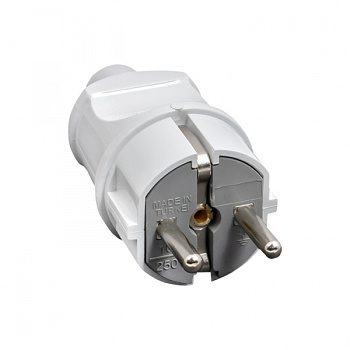 EKF PROxima Вилка прямая усиленная с заземлением белая 16А 250В