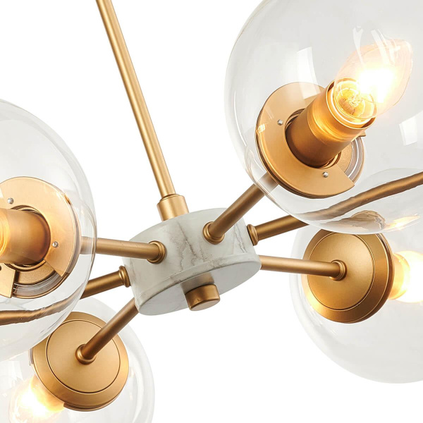 Купить Favourite 2671-6P подвесная люстра Каркас золотого цвета и цвета мрамора, плафоны из прозрачного стекла