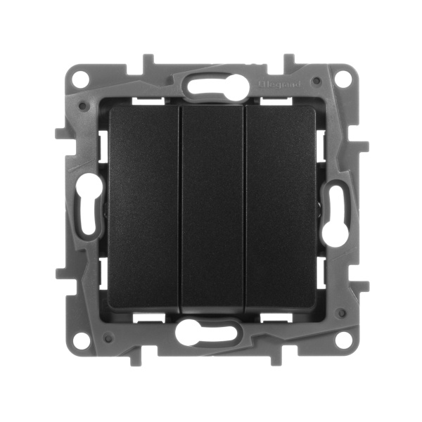 Купить Legrand Etika Антрацит Выключатель 3-клавишный, 10А, авт. клем. 672613