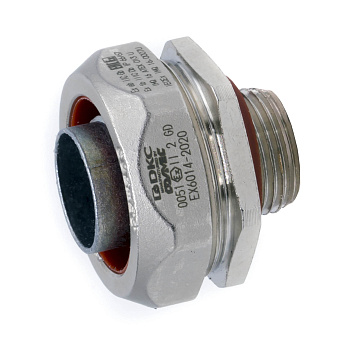 DKC Взрывозащищенная Ex e муфта металлорукав-коробка. DN40 мм. M40х1,5.Нержавеющая сталь AISI 316L. IP66/67