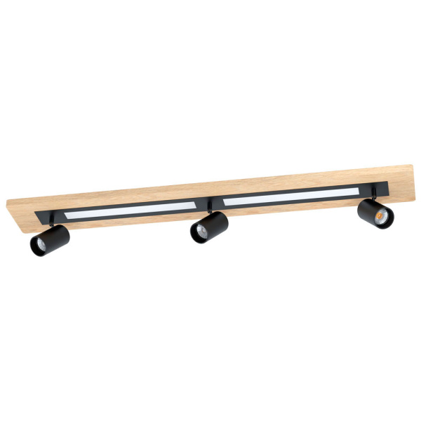 Eglo TORRESTRALLE Светильник светодиодный потолочный димм., 2х12W(LED)/3х4,5W(GU10), 1400/2х345lm, L1120, B170, H150, дерево, сталь, коричневый, черны 39749