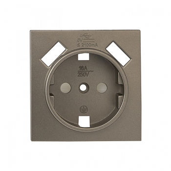 EKF PROxima Валенсия лицевая панель розетки 1-местной с/з 16А кашемир с защ. штор. с 2 USB 2,1А