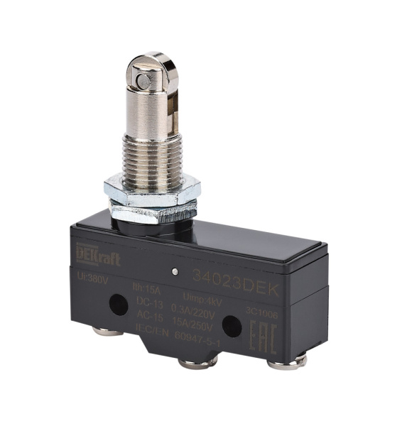 Dekraft Миниатюрный конц. вык. 1НО1НЗ роризонтально установленный роликовый плунжерный тип