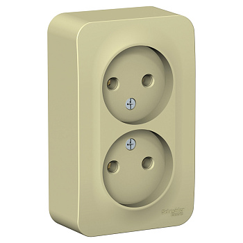 Systeme Electric Blanca наруж Беж Розетка 2-ая б/з без шторок, изолир. пластина 16А, 250В