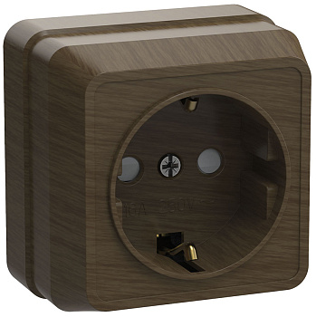 IEK OKTAVA РСш20-3-ОД Розетка 1местн. c з/к с защ.штор. 16А откр.уст. (дуб)