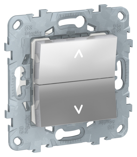 Купить SE Unica New Алюминий Выключатель для жалюзи, 2-клавишный, без фиксации, 2 х сх.4 NU520730