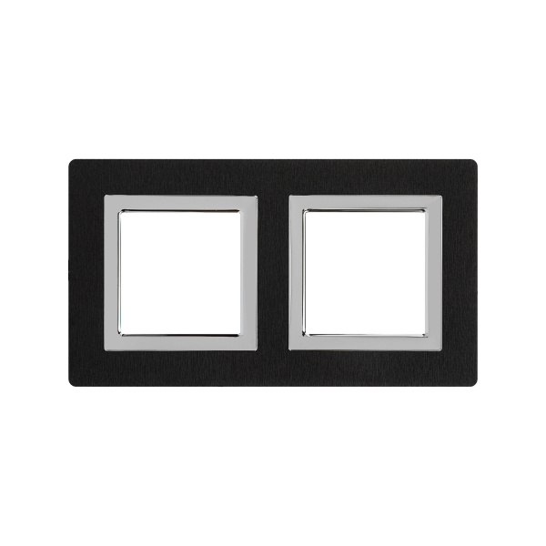 DKC Рамка из алюминия, "Avanti", черная, 2 поста (4 мод.)