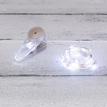 NEON-NIGHT Гирлянда «Роса» с прищепкой 3 м, 30 LED, белое свечение, 2хCR2032 в комплекте 302-015