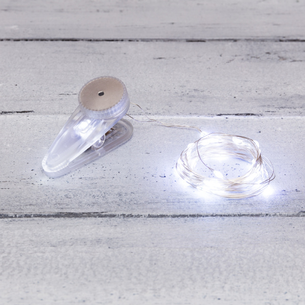 NEON-NIGHT Гирлянда «Роса» с прищепкой 3 м, 30 LED, белое свечение, 2хCR2032 в комплекте 302-015