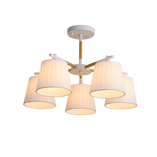 Evoluce SL375.502.05 Люстра потолочная Белый, Светлое дерево/Белый E27 5*40W