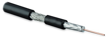 Hyperline COAX-RG59-500 Кабель коаксиальный RG-59, 75 Ом, жила - 20 AWG, PVC, общий диаметр 6.0мм, черный (бухта 500 м) 49122