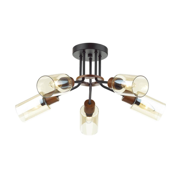 Lumion 4492/5C COUNTY LN21 203 черный, дерево Люстра потолочная E14 5*60W 220V FERN