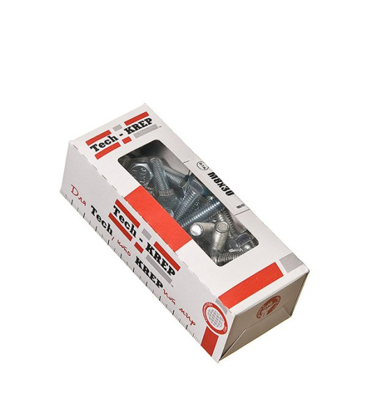 Tech-Krep Болт DIN933 с шестигранной головкой оцинк. М8х30 (30 шт) - коробка с ок. Tech-Kr 105209