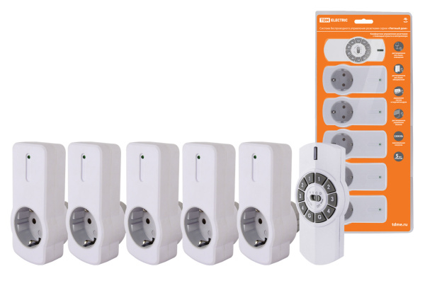 TDM Комплект для беспроводного управления розетками ПУ4-Р1.5 (5 приемников) "Уютный дом" SQ1508-0206